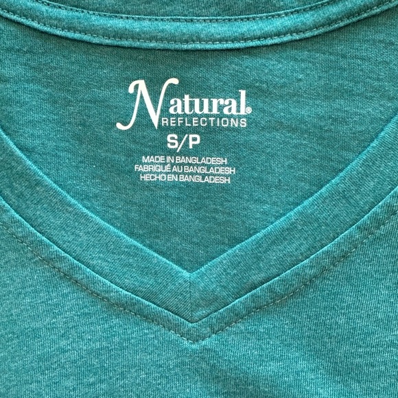 Natural Reflections Teal Longsleeve V-Neck Top Small - Picture 3 of 5